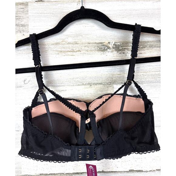 Adore Me Women’s 36B Black Lace Kimmy Push Up Underwire Balconette Bra NWT - Picture 3 of 8